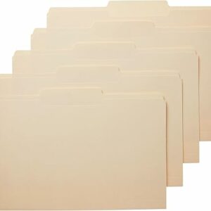 Sturdy Manila File Folders, 1/3 Tabs in Assorted Positions for Filing, Legal Size, 8.5 x 14 inch - Pack of 100