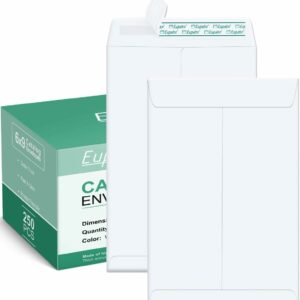 6x9 White Envelopes Self Seal 250 Pack for Mailing, Organizing, Storage