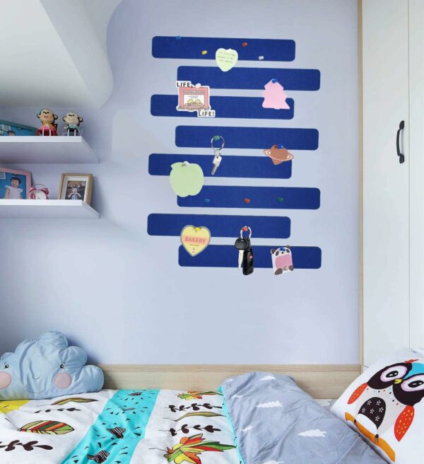8Pcs Dark Blue Cork Board Bar Strips with 50 Pushpins & Sticky Notes, Self-Adhesive Bulletin Board Strips No Damage for Wall, Felt Pin Board for Paste Notes, Photos, Schedules Offices Home - Image 5