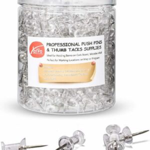 Push Pins 600 Count, Standard Clear Thumb Tacks Steel Point and Clear Plastic Head