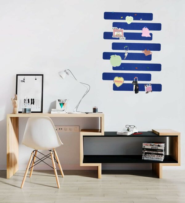 8Pcs Dark Blue Cork Board Bar Strips with 50 Pushpins & Sticky Notes, Self-Adhesive Bulletin Board Strips No Damage for Wall, Felt Pin Board for Paste Notes, Photos, Schedules Offices Home - Image 6