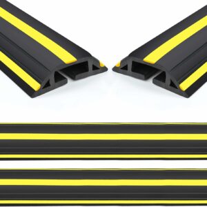 10 ft Floor Cable Cover Protector, Heavy Duty PVC Duct Easy to Unroll, Prevent Trip Hazard for Outdoor Settings (2pcs)