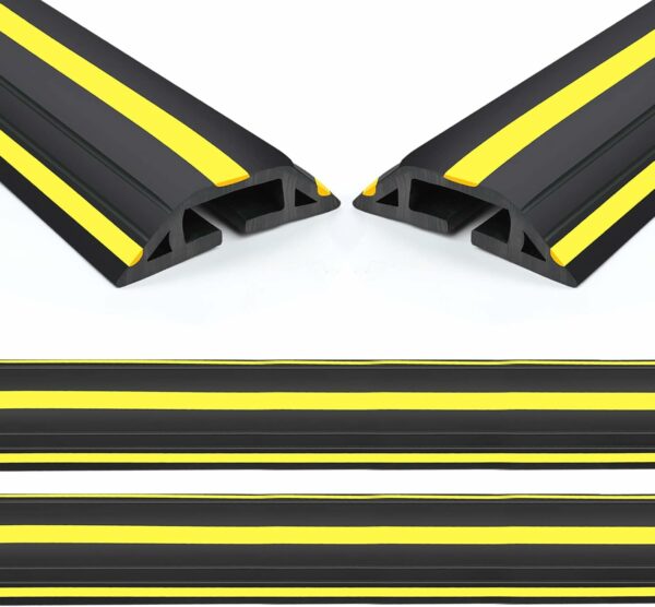 10 ft Floor Cable Cover Protector, Heavy Duty PVC Duct Easy to Unroll, Prevent Trip Hazard for Outdoor Settings (2pcs)