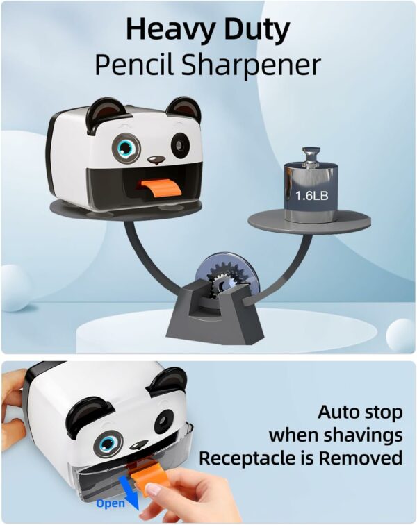 Electric (US 110 v) Pencil Sharpener, Heavy Duty Pencil Sharpeners for Classroom, Cute Pencil Sharpener Plug in for Kids, Auto-Stop Pencil Sharpener for No.2 / Colored Pencils, Best Electric Pencil Sharpener - Image 8
