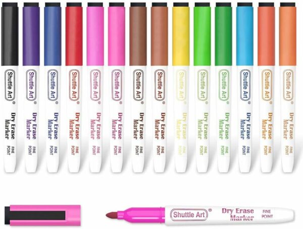 Magnetic Dry Erase Markers Fine: 20 Colors Erasable Whiteboard Markers Fine Point with Eraser Cap, Low Odor