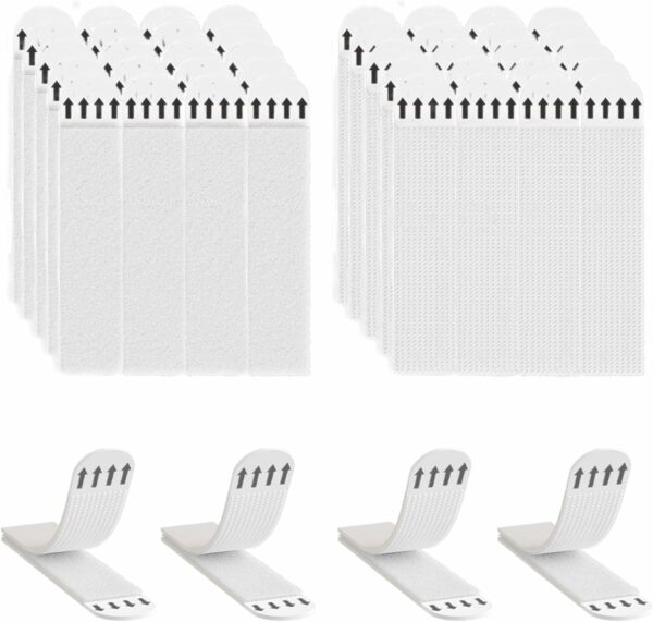 24-Pairs (48 Strips) Picture Hanging Strips Heavy Duty, Large Adhesive Poster Wall Strips, Hanging Hooks Without Nails, Damage Free Hanging Picture Hangers for Walls