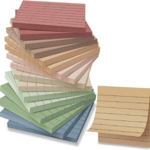 (16 Pack) Lined Sticky Notes 3x3 in Post Ruled Stickies Super Sticking Power Memo Pads Vintage Colors