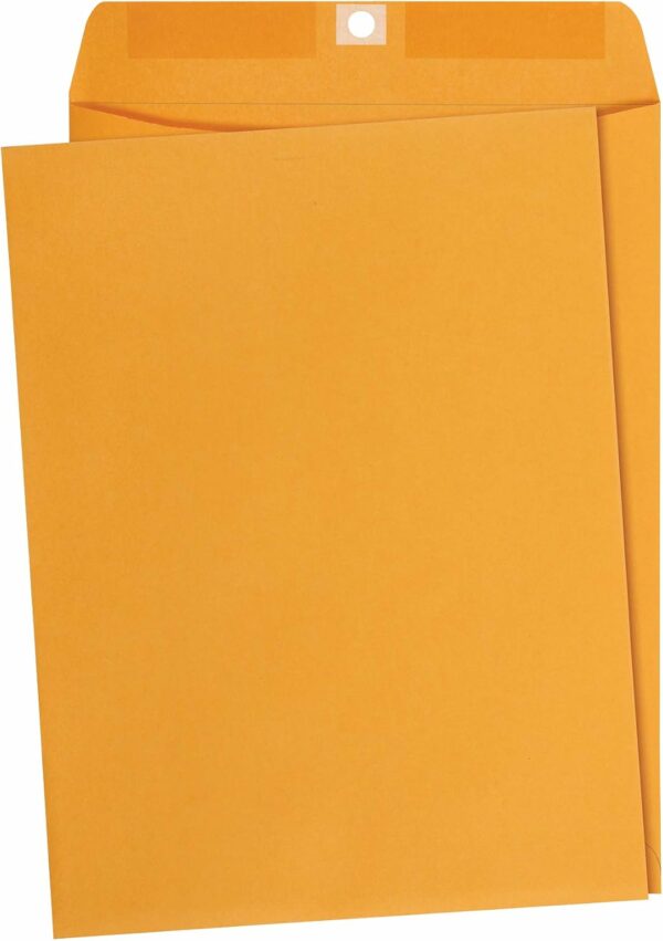 9" x 12" and 10" x 13" Clasp Kraft Envelopes, Gummed, 100-Pack