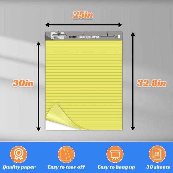 Sticky Easel Pad, 25x30 Inches Large Self Stick Yellow Lined Flip Chart Paper, Upgraded Versatile Sticky Easel Pad with Dry Erase Surface for Meeting/Training/Doodling, 30 Sheets/Pad, 6 Pads - Image 5