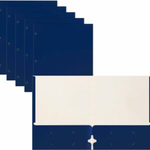 Two Pocket Portfolio Folders, 50-Pack, Blue, Letter Size Paper Folders