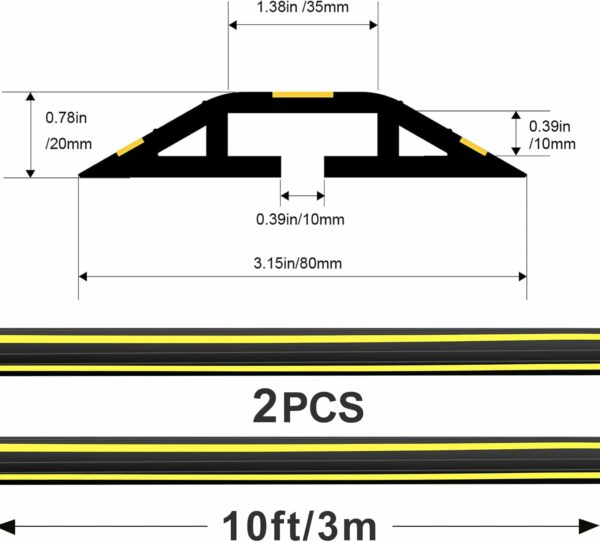 10 ft Floor Cable Cover Protector, Heavy Duty PVC Duct Easy to Unroll, Prevent Trip Hazard for Outdoor Settings (2pcs) - Image 4