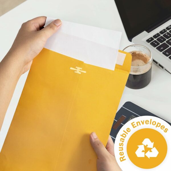 6x9 Clasp Envelopes - 100 Pack, Goefun Yellow Manilla Envelopes 6x9, 100GSM Heavy Kraft Paper, for Business, Legal, Office - Image 3