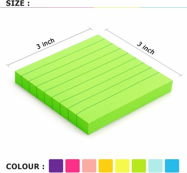 Eastern Wolf 8 Pads Lined Sticky Notes 3x3 Sticky Notes with Lines Self-Stick Note Pads 8 Bright Multi Colors, 85 Sheets/Pad - Image 3