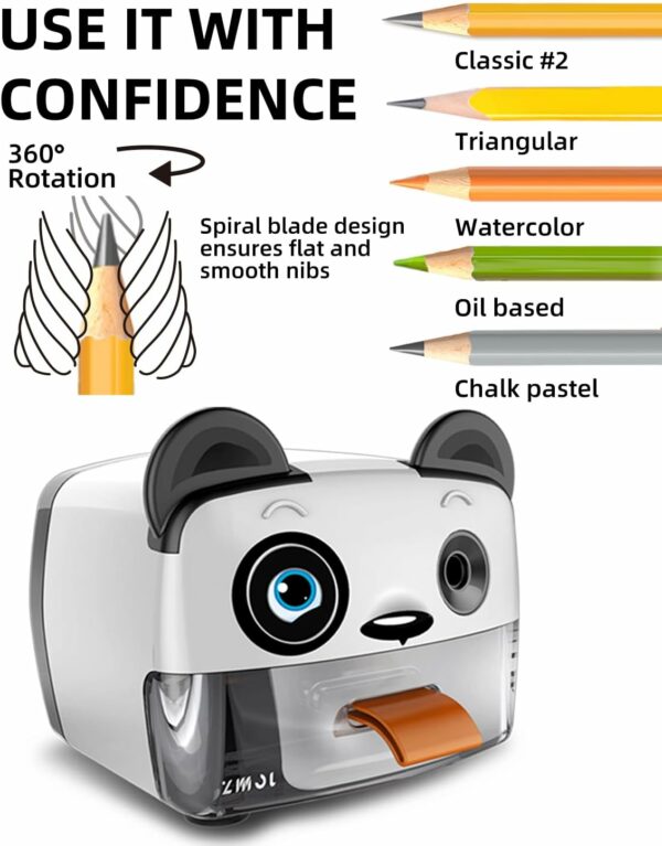 Electric (US 110 v) Pencil Sharpener, Heavy Duty Pencil Sharpeners for Classroom, Cute Pencil Sharpener Plug in for Kids, Auto-Stop Pencil Sharpener for No.2 / Colored Pencils, Best Electric Pencil Sharpener - Image 2
