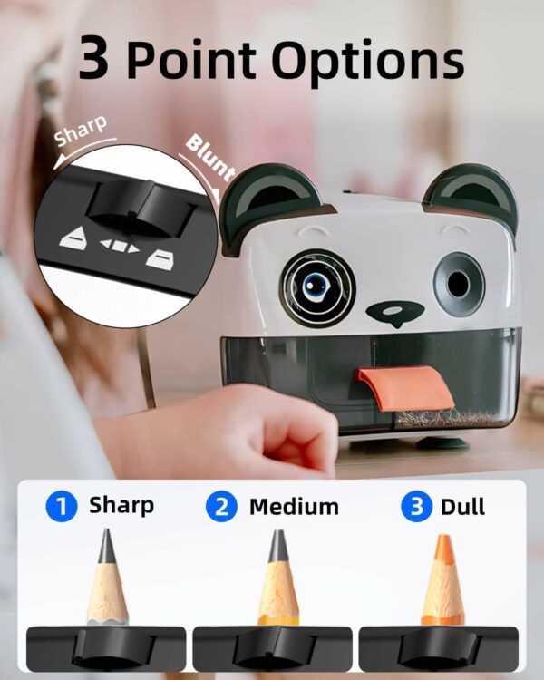 Electric (US 110 v) Pencil Sharpener, Heavy Duty Pencil Sharpeners for Classroom, Cute Pencil Sharpener Plug in for Kids, Auto-Stop Pencil Sharpener for No.2 / Colored Pencils, Best Electric Pencil Sharpener - Image 3