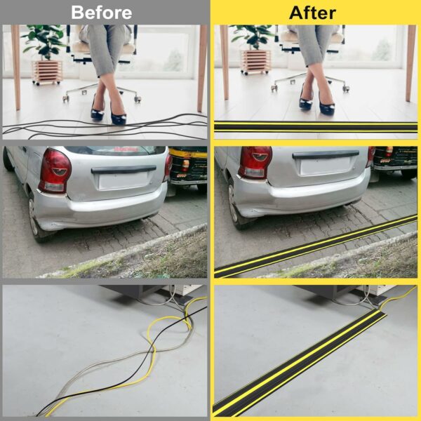 10 ft Floor Cable Cover Protector, Heavy Duty PVC Duct Easy to Unroll, Prevent Trip Hazard for Outdoor Settings (2pcs) - Image 3