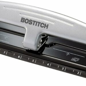 Reduced Effort Three-Hole Punch, Silver/Black