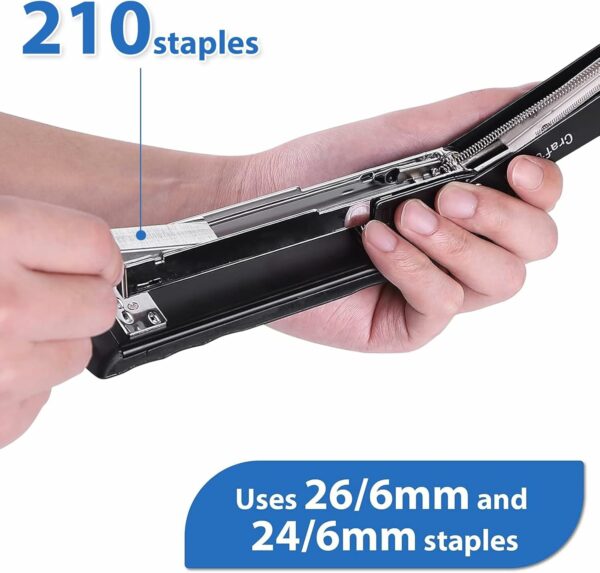 Stapler, Metal Desktop Stapler, 25 Sheet Capacity Black Stapler Heavy Duty, with 2000 Staples & Stapler Remover, Office Stapler, 6 Pack - Image 3