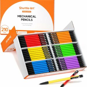 Mechanical Pencils, 210 Pack Bulk Mechanical Pencils 0.7mm Medium Point, HB #2 Lead, Assorted Barrels, Office School Supplies