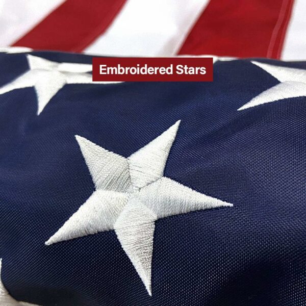 American Flag 4x6 FT Embroidered Stars, Sewn Stripes, Brass Grommets USA US Flag Polyester Long Lasting for Outdoor Use - Image 2