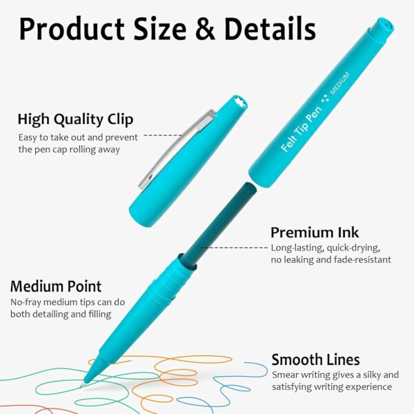 40 Medium Point Color Felt Tip Pens (Bulk) - Image 4