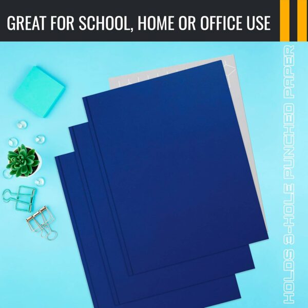 Blue Paper 2 Pocket Folders with Prongs, Blue, 50 Pack - Image 2