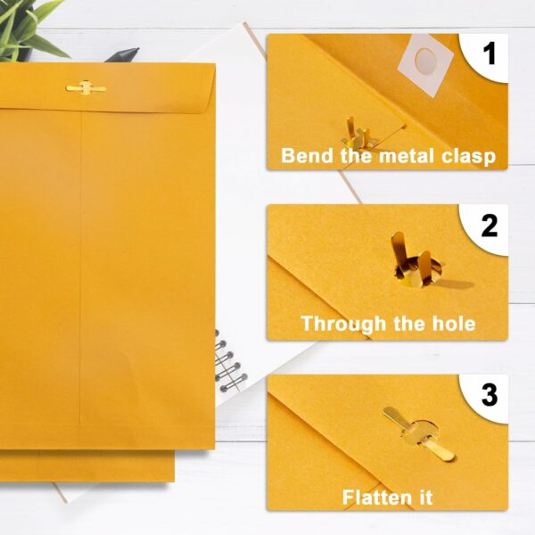 6x9 Clasp Envelopes - 100 Pack, Goefun Yellow Manilla Envelopes 6x9, 100GSM Heavy Kraft Paper, for Business, Legal, Office - Image 7