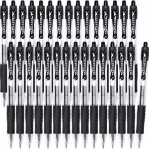 30 Pack Black Gel Pen Fine Point, Retractable Gel Ink Rollerball Pens for Smooth Writing (0.7mm)