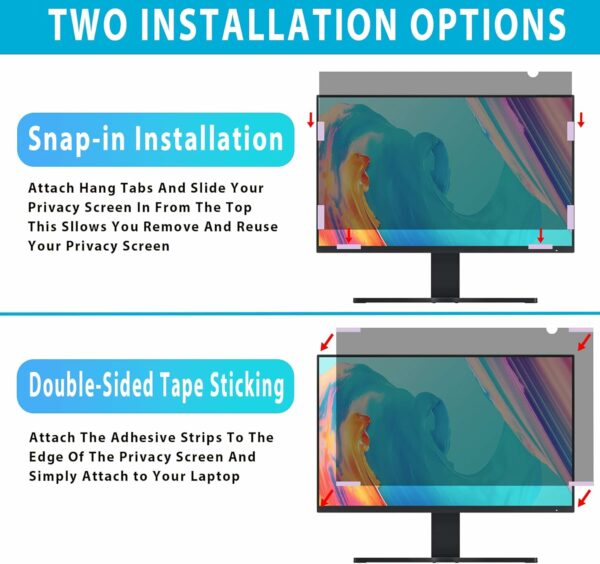23.8 Inch16:9 Computer Privacy Screen Filter for Monitor - Privacy Shield and Anti-Glare Protector - Image 3