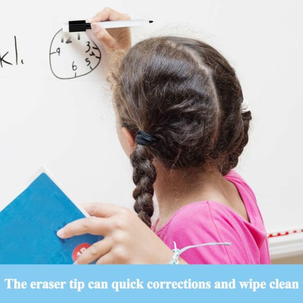 40 Dry Erase Markers with Eraser, Black Fine Tip Point Whiteboard Pens with Magnetic Cap and Eraser - Image 4