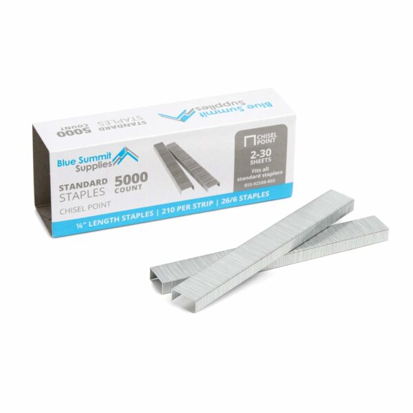 50,000 Staples, Standard 1/4 Inch Length and 210 Staples per Strip, 26/6, Jam Free Sharp Chisel Point Design, 10 Boxes of 5,000 Staples, 50,000 Staples Total, Fits Standard Staplers - Image 3