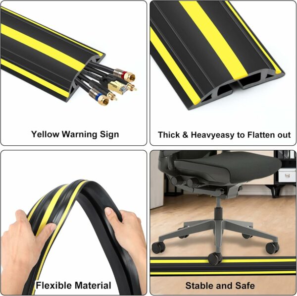 10 ft Floor Cable Cover Protector, Heavy Duty PVC Duct Easy to Unroll, Prevent Trip Hazard for Outdoor Settings (2pcs) - Image 2