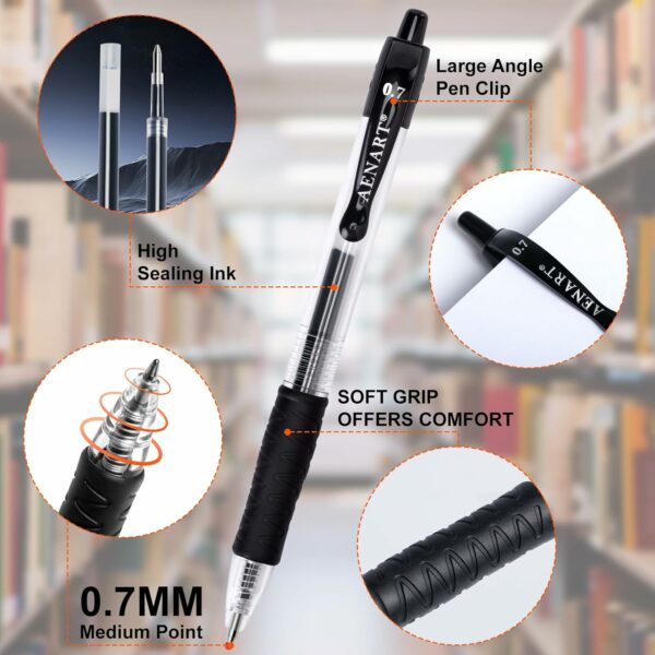 30 Pack Black Gel Pen Fine Point, Retractable Gel Ink Rollerball Pens for Smooth Writing (0.7mm) - Image 5