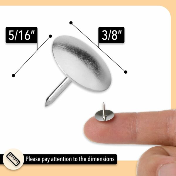 Thumb Tack, Flat Push Pins, Silver Thumb Tacks, 500 Pack - Image 3