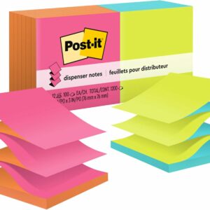 Post-it Pop-up Notes 3x3 in, 12 Pads, America's’s #1 Favorite Sticky Notes, Alternating Colors, Poptimistic Collection. Clean Removal, Recyclable