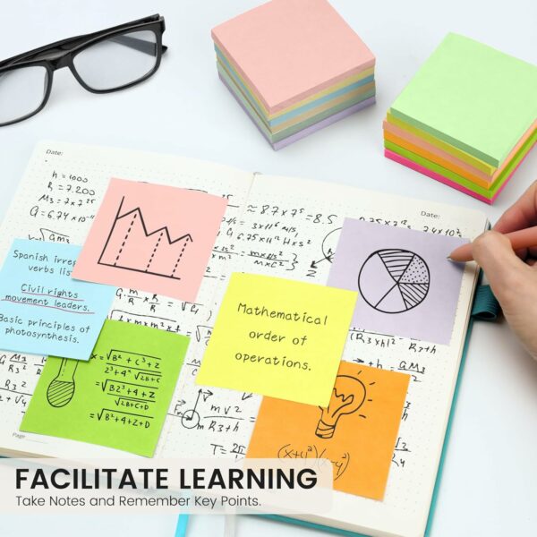 Sticky Notes, 12 Pads, 3x3 inches, Colorful Self-Stick Note Pads, Easy to Post in Office, Home, School - 12 Pastel Colors - Image 4