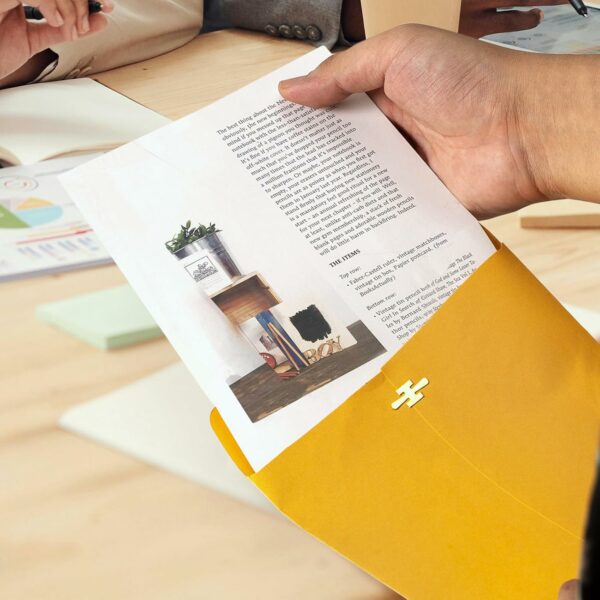6x9 Clasp Envelopes - 100 Pack, Goefun Yellow Manilla Envelopes 6x9, 100GSM Heavy Kraft Paper, for Business, Legal, Office - Image 6