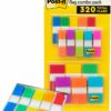 Post-it Flags Combo Pack, 4 On-The-Go Dispensers/Pack, 120 .94 in Wide and 200 .47 in Wide Flags, Assorted Colors