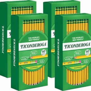 Ticonderoga Premium Wood Pencils, Sharpened #2 Lead, Yellow, 240 Count, 0.20 Lead Size