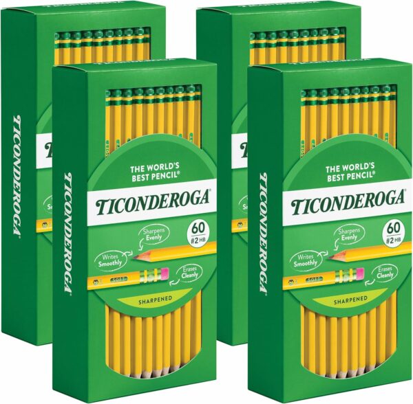 Ticonderoga Premium Wood Pencils, Sharpened #2 Lead, Yellow, 240 Count, 0.20 Lead Size