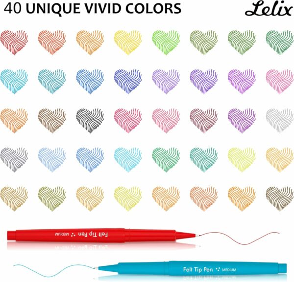 40 Medium Point Color Felt Tip Pens (Bulk) - Image 3