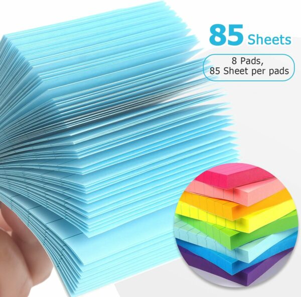 Eastern Wolf 8 Pads Lined Sticky Notes 3x3 Sticky Notes with Lines Self-Stick Note Pads 8 Bright Multi Colors, 85 Sheets/Pad - Image 2
