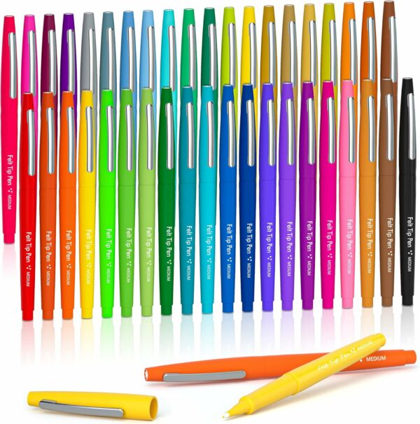 40 Medium Point Color Felt Tip Pens (Bulk)