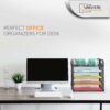 2 Pack Letter Tray Paper Organizer 5-Tier Desk Organizer File Organizer Paper Holder with Handle, Metal Desktop Document Shelf Tray Office Classroom Organization - Black - Image 4