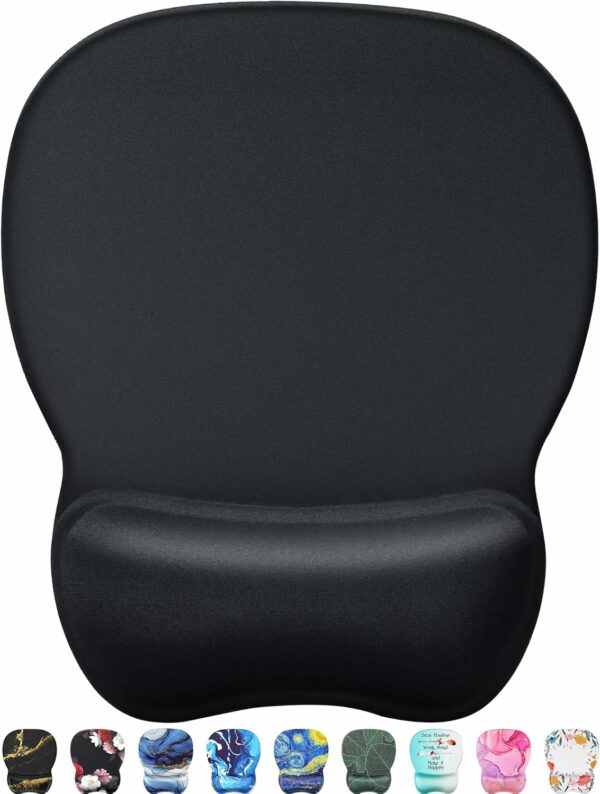 rgonomic Mouse Pad with Gel Wrist Rest, Comfortable Mousepad with Smooth Wrist Support Surface and Non-Slip PU Base for Pain Relief