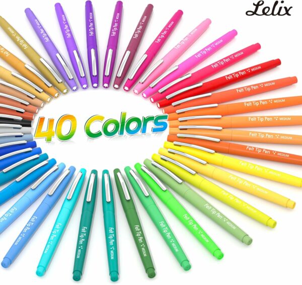 40 Medium Point Color Felt Tip Pens (Bulk) - Image 2