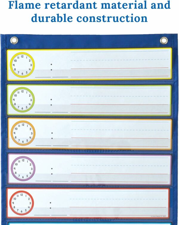 Carson Dellosa 13” x 36” Deluxe Daily Schedule Pocket Chart, 12-Pocket Classroom Schedule Pocket Chart with 15 Reusable Dry Erase Cards, Visual Schedule for Kids for Classroom Management - Image 4