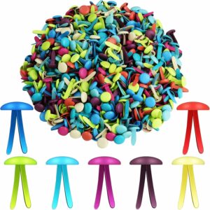 500 Pcs Paper Brass Fasteners Brass Brads Round Fasteners for Craft Art Crafting School DIY Supplies(0.3 x 0.6 Inch, Multicolored)