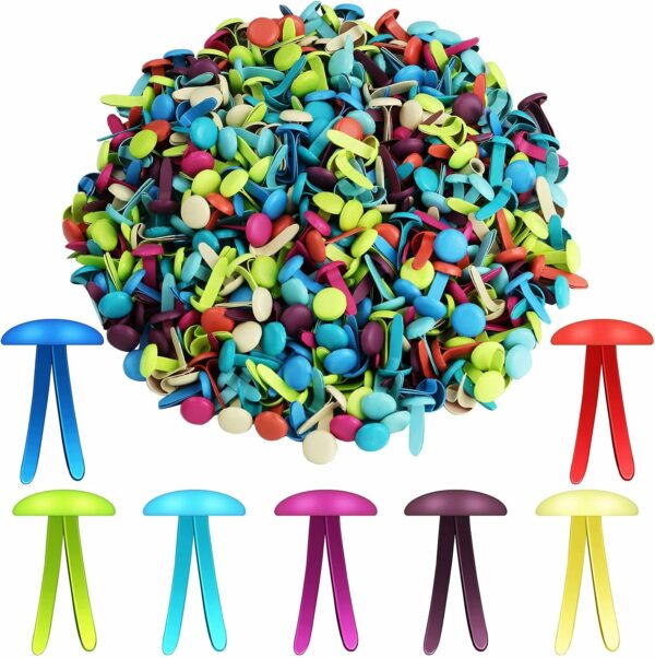 500 Pcs Paper Brass Fasteners Brass Brads Round Fasteners for Craft Art Crafting School DIY Supplies(0.3 x 0.6 Inch, Multicolored)