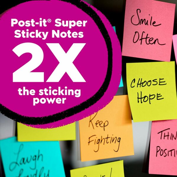 Post-It Super Sticky Notes, 4 in x 6 in, Canary Yellow, Lined, 5 Pads/Pack, 90 Sheets/Pad - Image 3